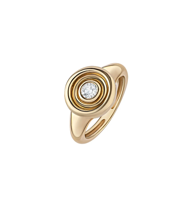 Single Diamond Round Button Ring