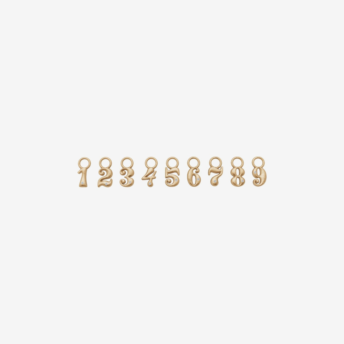 Mini Diamond Number Charm by Alessa Rocks in 18K Yellow Gold, full number collection | JJ Jewelry