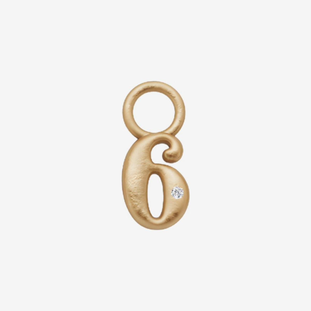 Mini Diamond Number Charm by Alessa Rocks in 18K Yellow Gold, number 6 | JJ Jewelry