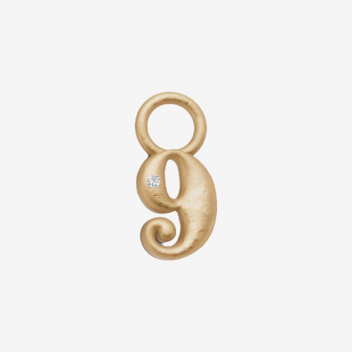 Mini Diamond Number Charm by Alessa Rocks in 18K Yellow Gold, number 9 | JJ Jewelry