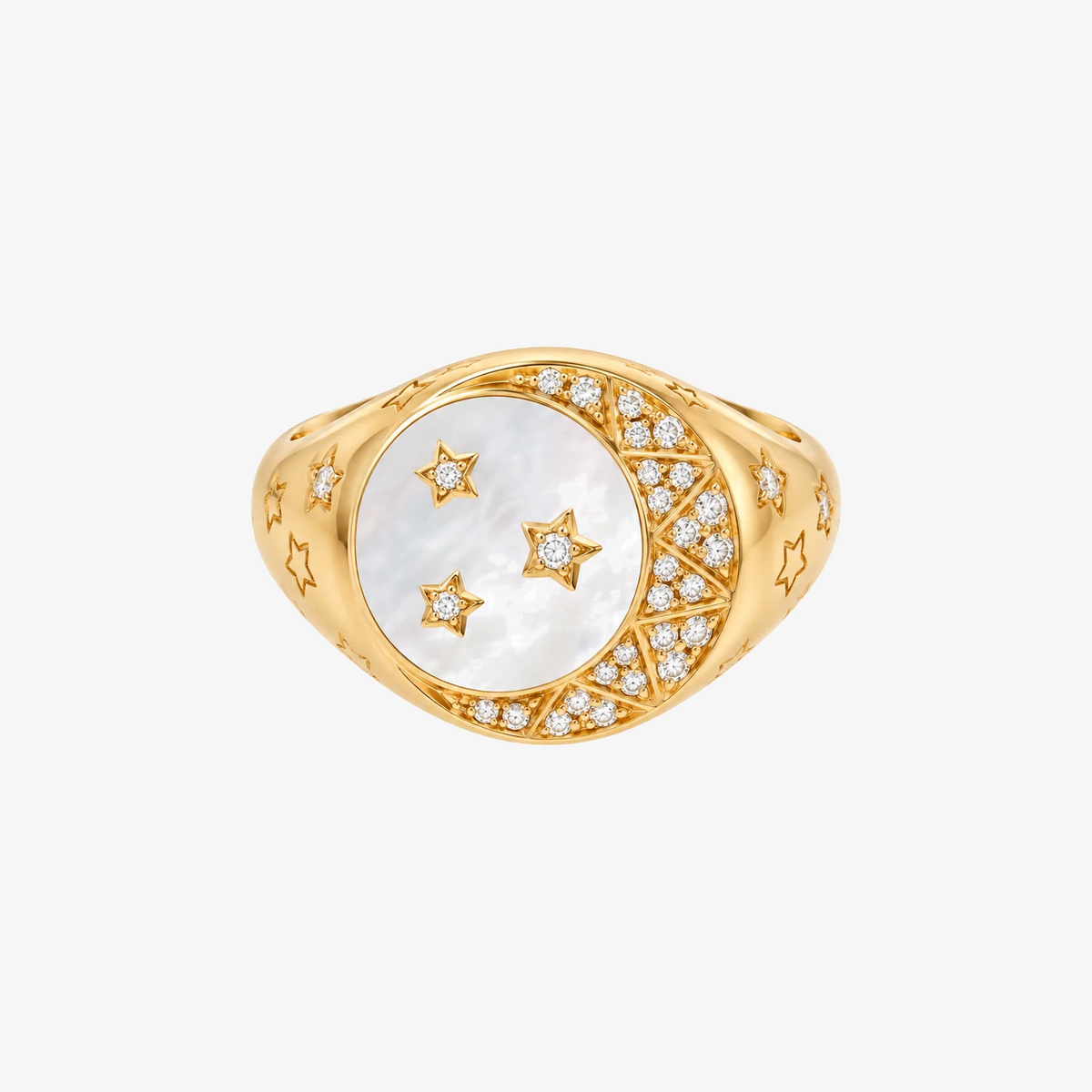 Moon Diamond Pinky Ring by L'Atelier Nawbar in 18K Yellow Gold | JJ Jewelry