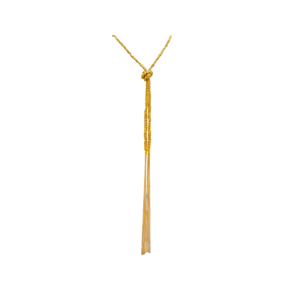 Morocco Silk Scarf Necklace in Gold-Dipped Silver, Yellow | JJ Jewelry Miami