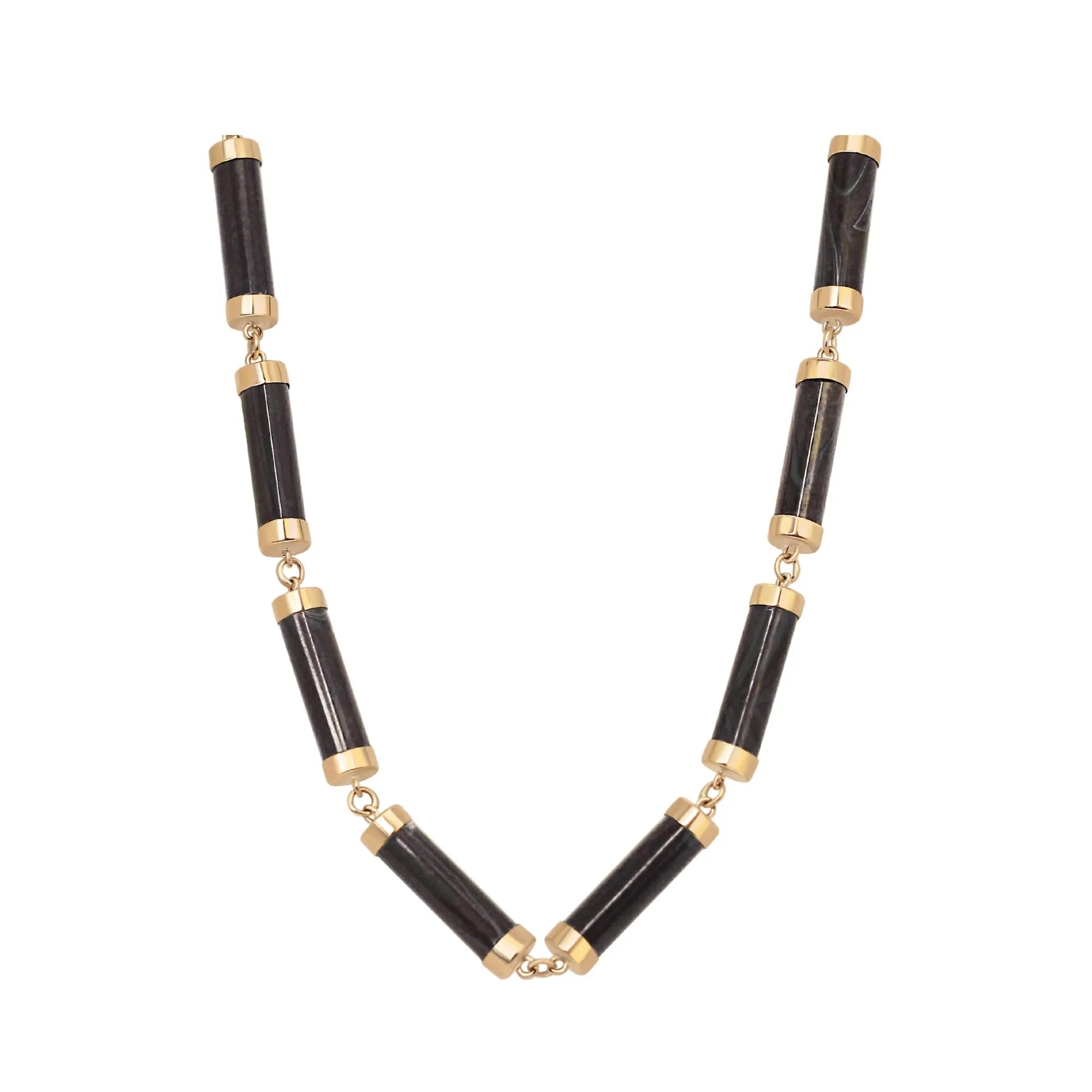 Onyx and yellow gold cylinder segment necklace JJ