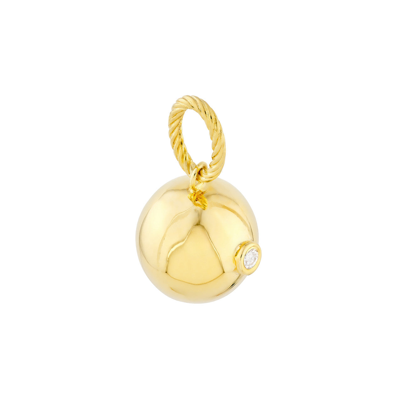 Diamond Accent Gold Ball Pendant in 14K Yellow Gold