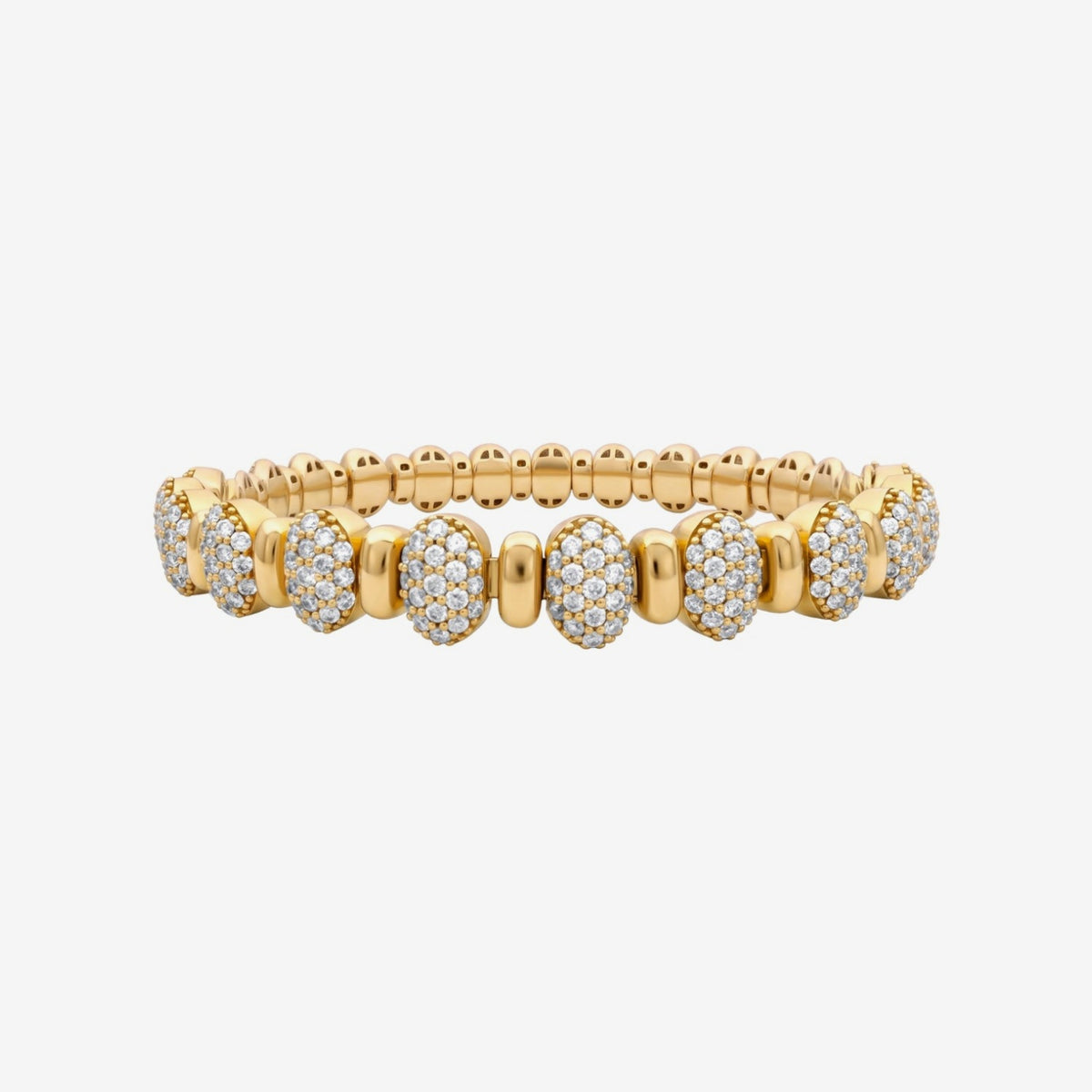 Oval Pavé Diamond Link Bracelet in Yellow Gold | JJ Jewelry
