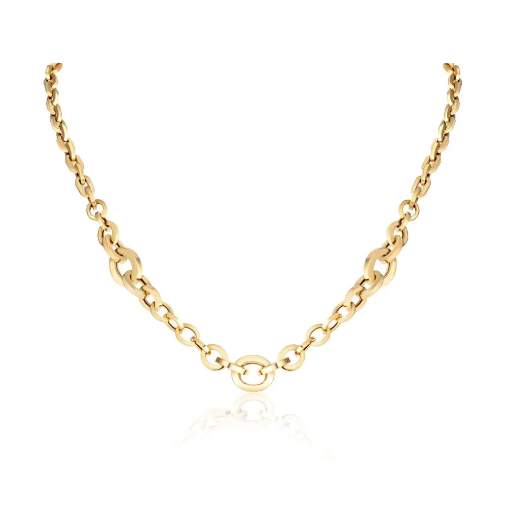 Oversized Oval Link Chain Necklace in 14K Yellow Gold | JJ Jewelry Miami