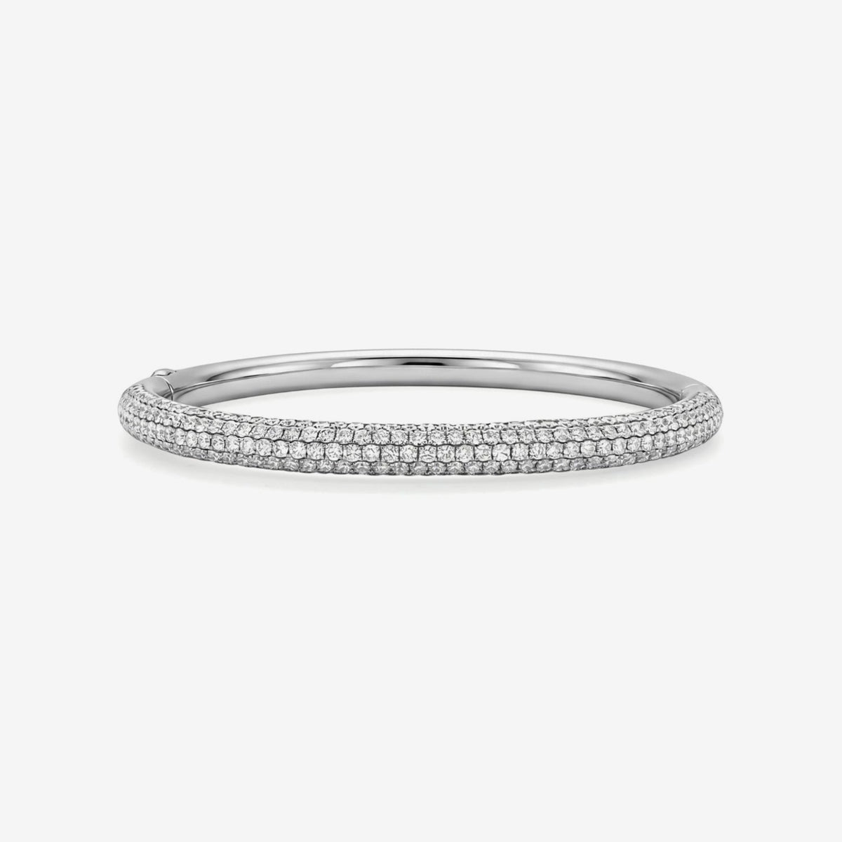 Pavé Diamond Bangle in White Gold | JJ Jewelry