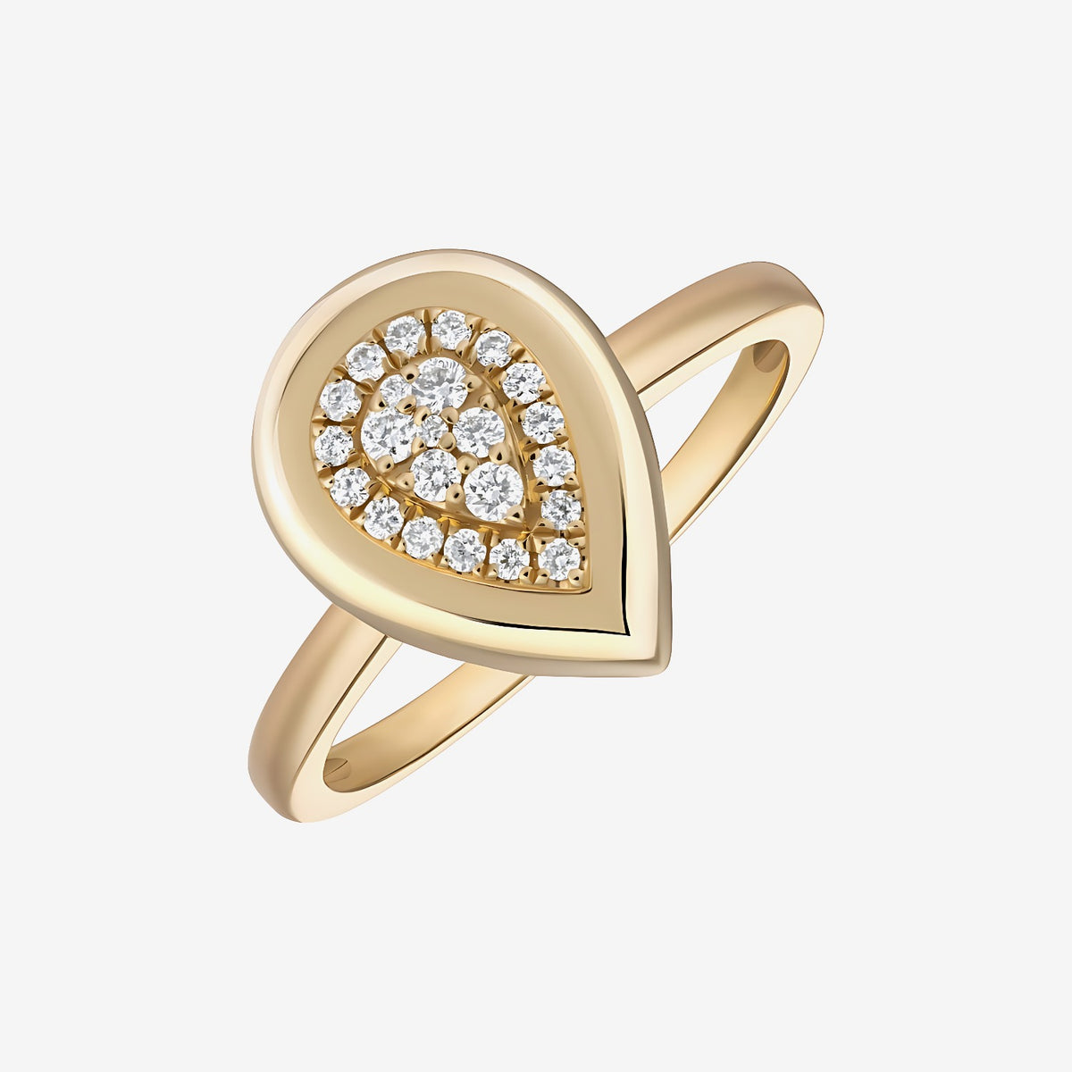 Pear Bold Pavé Diamond Ring in 18K Yellow Gold | JJ Jewelry