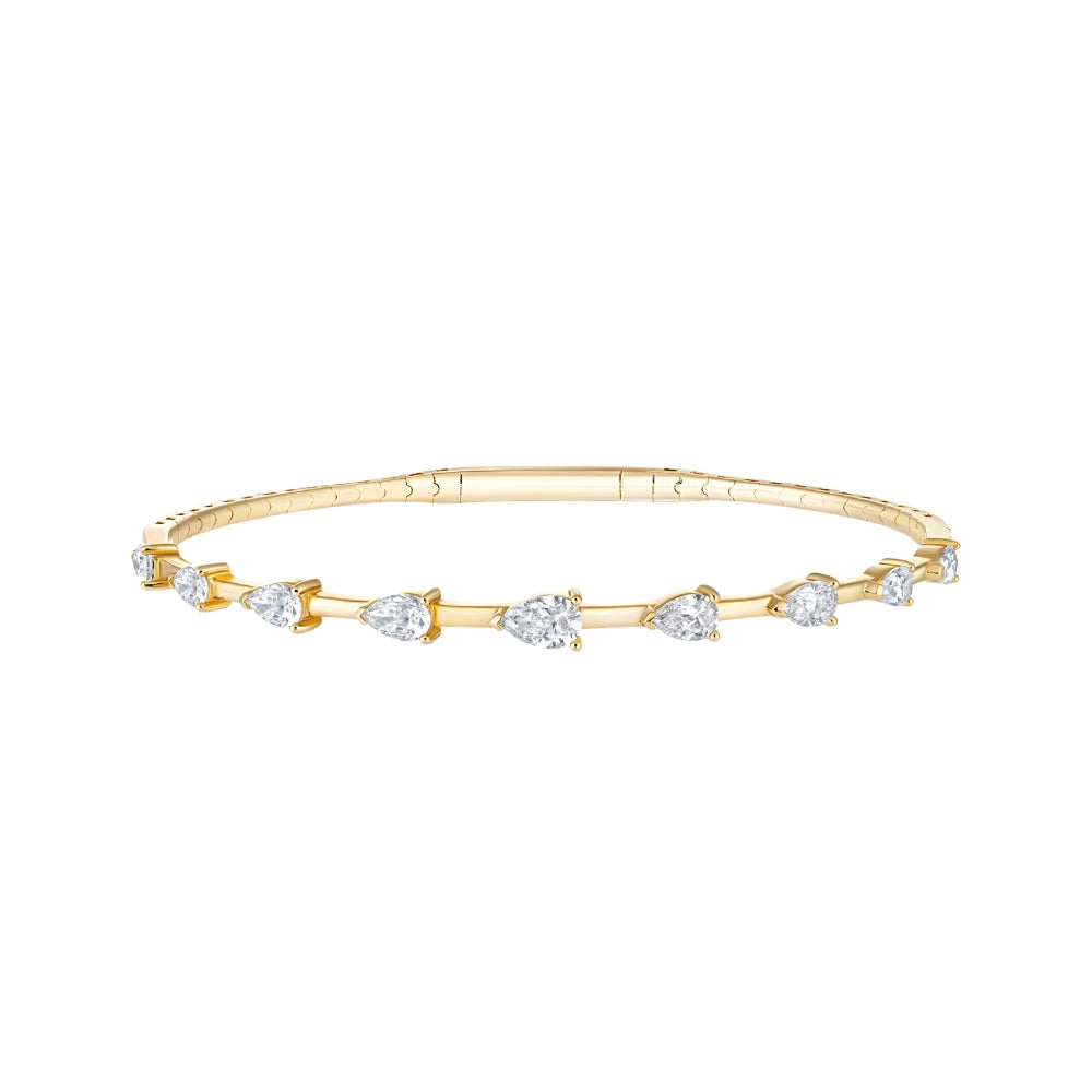 Pear-shaped diamond flexible bangle in 18K yellow gold – JJ Jewelry