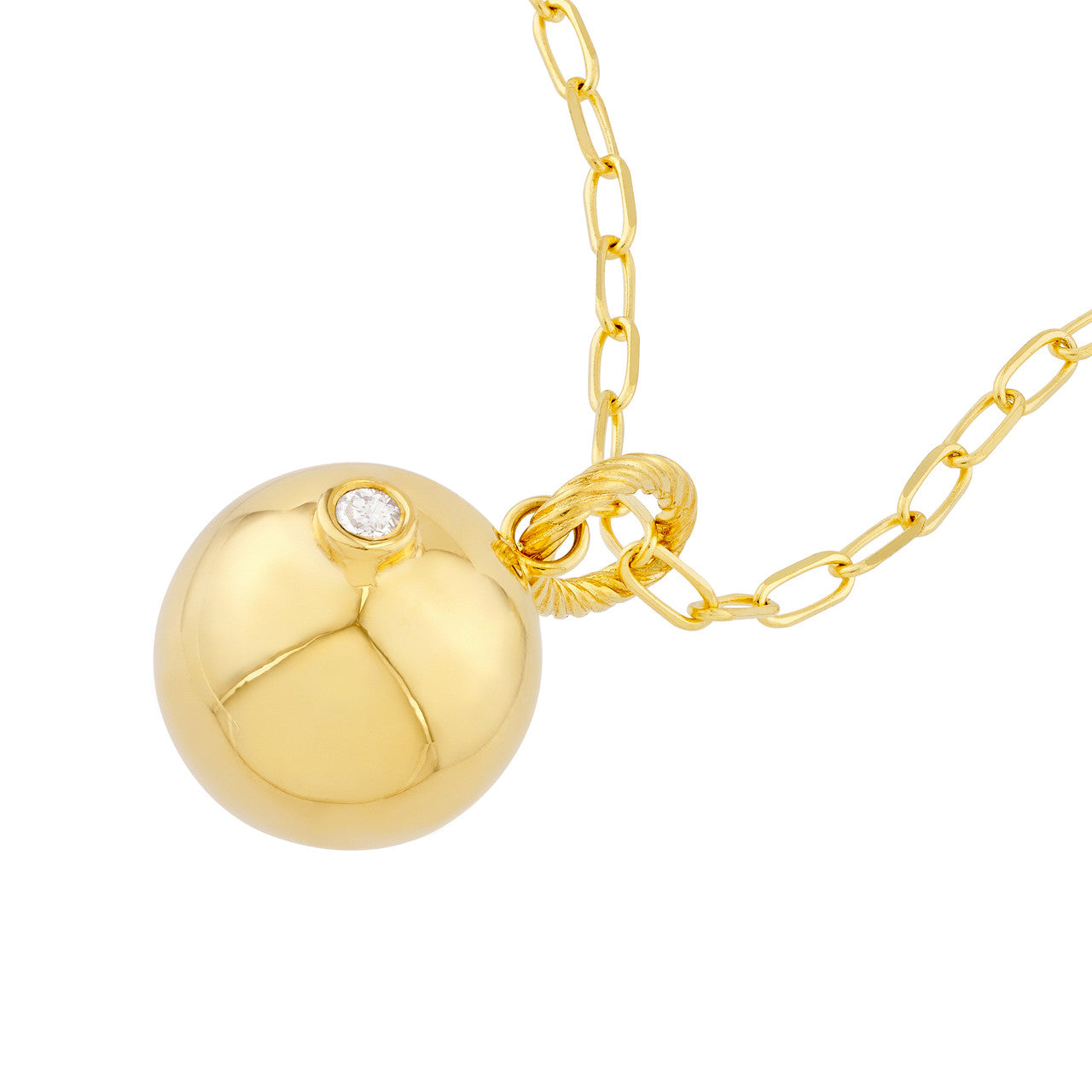 Diamond Accent Gold Ball Pendant in 14K Yellow Gold