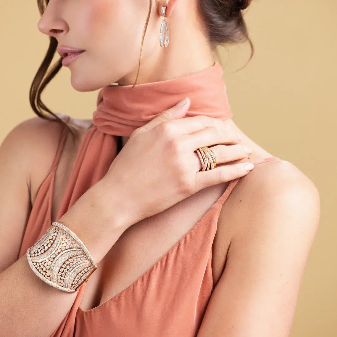 Elegant diamond crossover ring JJ Jewelry