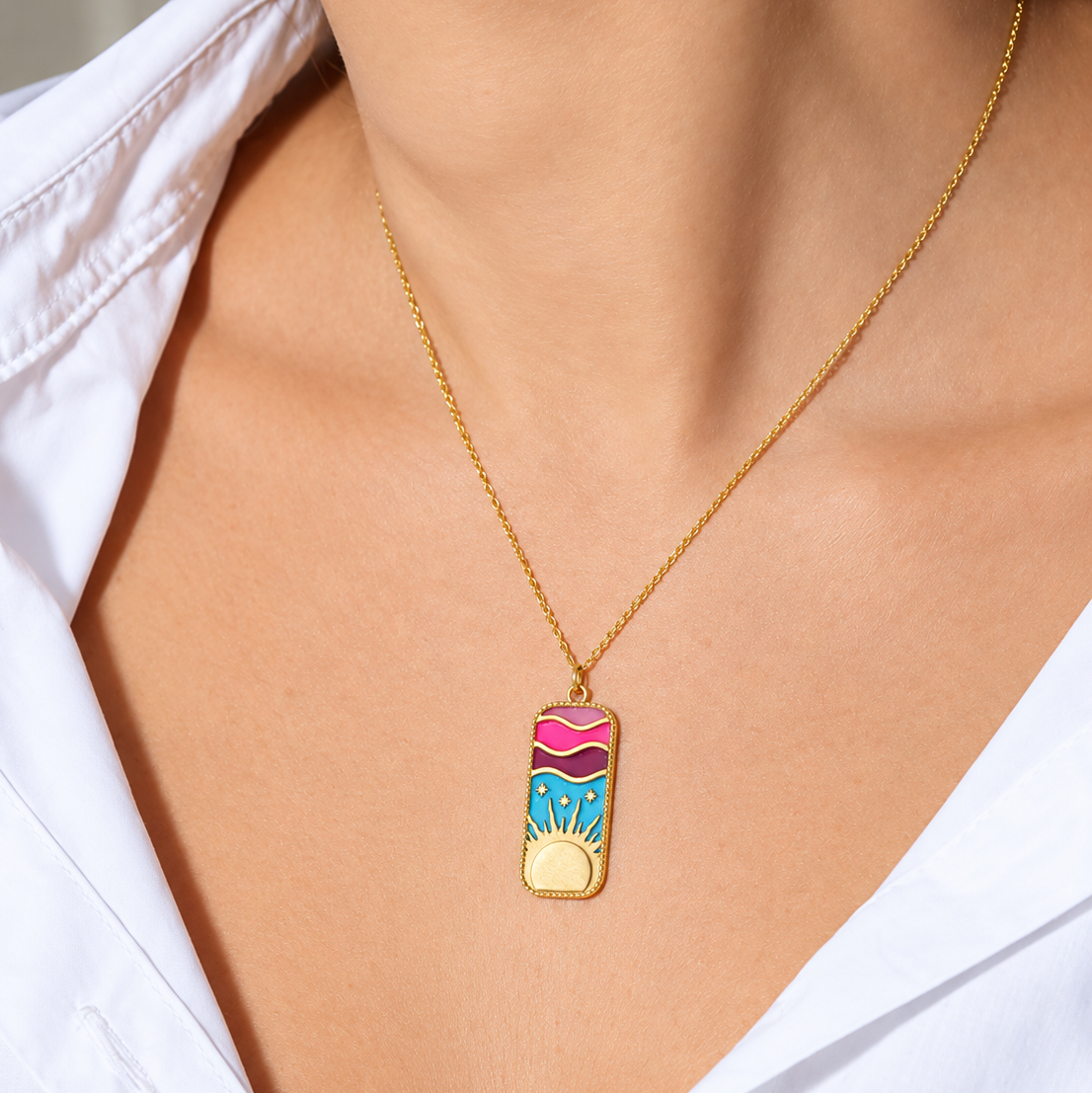 The Summer Day Pendant Necklace by L'Atelier Nawbar, lifestyle view 1 | JJ Jewelry